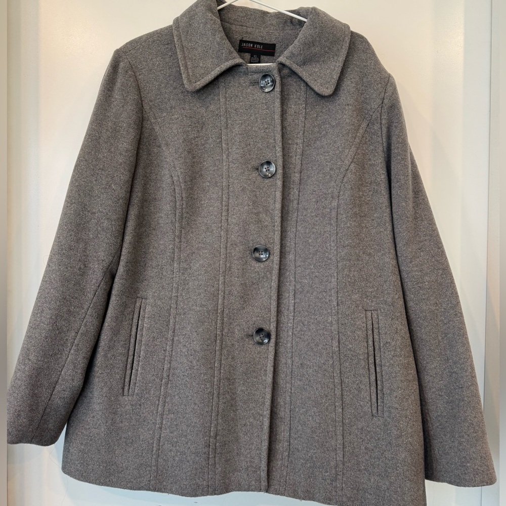 Jason Kole XL Gray Wool Pea Coat